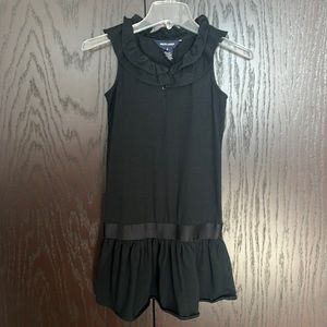 Ralph Lauren girls black sleeveless dress w/ruffled collar & drop waist sz 6